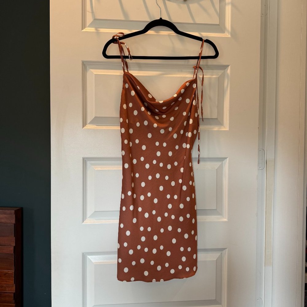 Burnt Orange / Rust Silk Polkadot Dress - Abercrombie